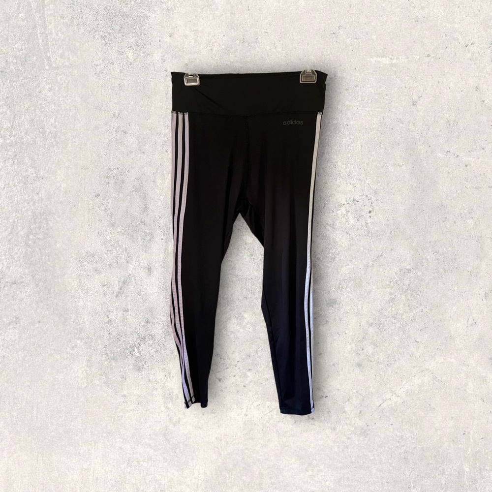 Adidas Climalite high waisted leggings dry fit black striped  XL